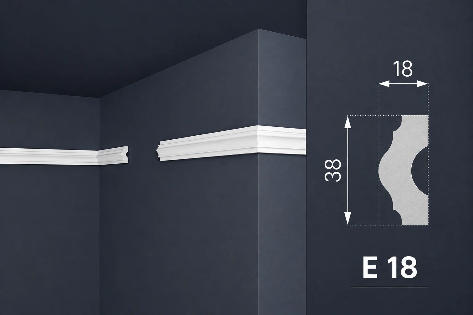 Model E 18, dimenzije 3,8 × 1,8 cm