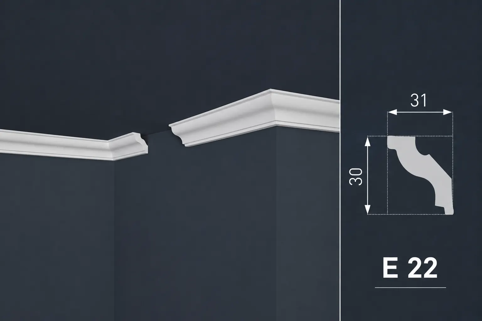 Model E 22, dimenzije 3 × 3,1 cm