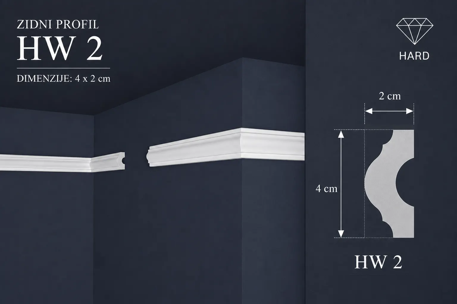 Model HW 2, dimenzije 4 × 2 cm