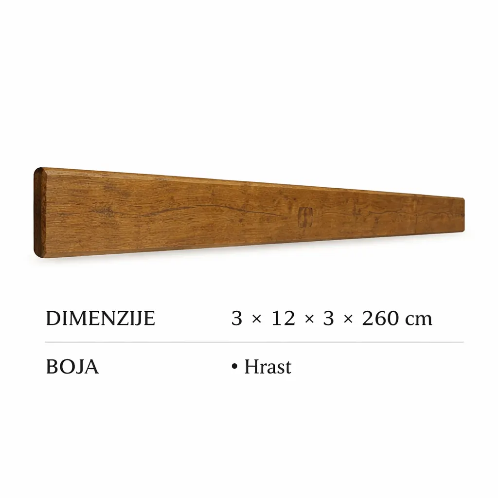 Model PU DEKORATIVNA DASKA, dimenzije 3 × 13 × 3 × 260 cm
