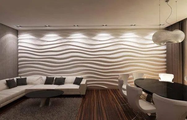 Valoviti 3D zidni panel izveden preko cijelog zida